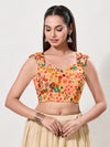 Velvet Sweetheart Neck Embroidery Blouse