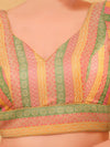 Multi Lines Yoke Brocade Blouse