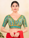 Position Printed Multi Colored Sequence Embroidery Designer Cut Blouse