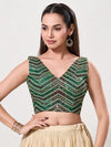 Abhla Work V Neck Sleeveless Navratri Blouse