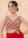 Embroidered V Neck Placement Blouse