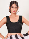 Vamas Art Silk Round Neck Solid Front Open Blouse