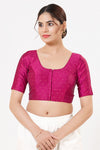 Vamas Taffeta Silk Zari Butti Round Neck Festive Blouse