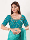 Designer Zari Embroidery Butti Neckline Silk Blouse