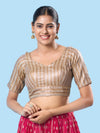 Zari Weaved Lines Brocade Yoke Blouse