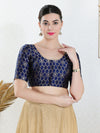 Brocade Sequence Round Neck Festive Wear Blouse