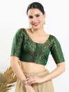 Vamas Brocade Essential Front Open Round Neck Blouse