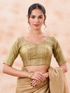 Stripe Brocade V Neck Blouse