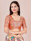 Zari Brocade With Ethnic Weaving Round Neck Blouse