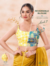 Vamas Reversible Vibrant Printed Yellow With Rama Sleeveless Side Stretch Blouse