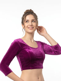 Vamas Velvet Stretchable Long Sleeve Blouse