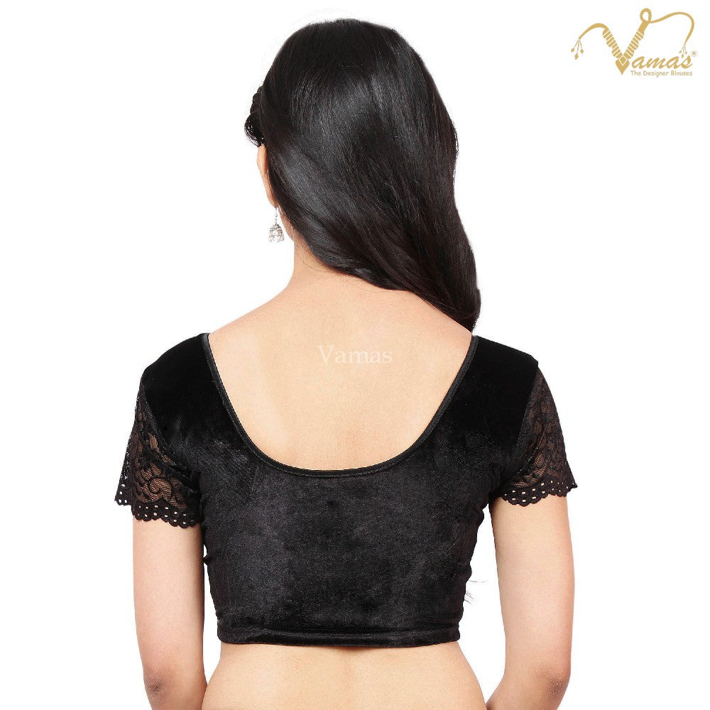Vamas Women's Velvet Non-Padded Stretchable Sleeveless Saree Blouse ( A-45 )