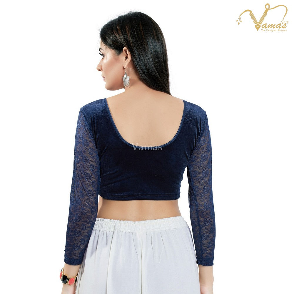 Vamas Women's Velvet Non-Padded Stretchable Full Sleeves Saree Blouse ( A-46 )