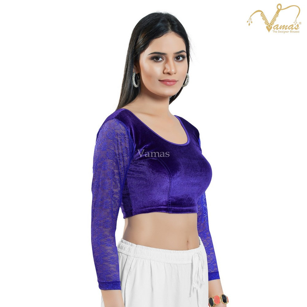 Vamas Women's Velvet Non-Padded Stretchable Full Sleeves Saree Blouse ( A-46 )