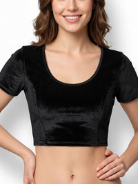 Vamas Velvet Stretchable Short Sleeve Blouse