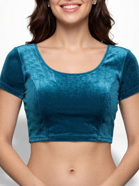 Vamas Velvet Stretchable Short Sleeve Blouse