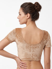 Vamas Velvet Stretchable Short Sleeve Blouse