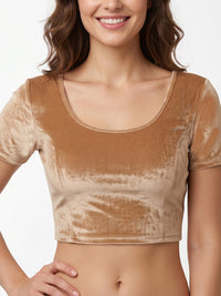 Vamas Velvet Stretchable Short Sleeve Blouse