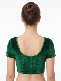 Vamas Velvet Stretchable Short Sleeve Blouse