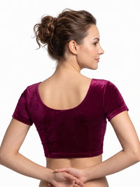 Vamas Velvet Stretchable Short Sleeve Blouse
