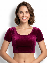 Vamas Velvet Stretchable Short Sleeve Blouse