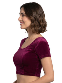 Vamas Velvet Stretchable Short Sleeve Blouse