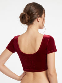 Vamas Velvet Stretchable Short Sleeve Blouse