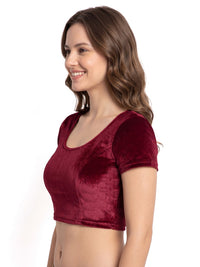 Vamas Velvet Stretchable Short Sleeve Blouse