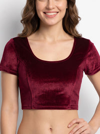 Vamas Velvet Stretchable Short Sleeve Blouse