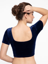 Vamas Velvet Stretchable Short Sleeve Blouse