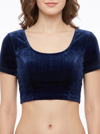 Vamas Velvet Stretchable Short Sleeve Blouse