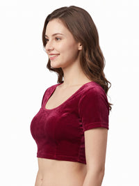 Vamas Velvet Stretchable Short Sleeve Blouse