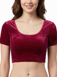 Vamas Velvet Stretchable Short Sleeve Blouse