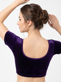 Vamas Velvet Stretchable Short Sleeve Blouse
