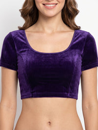 Vamas Velvet Stretchable Short Sleeve Blouse