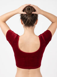 Vamas Velvet Stretchable Short Sleeve Blouse