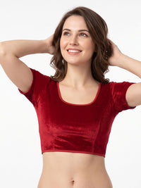 Vamas Velvet Stretchable Short Sleeve Blouse