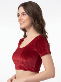 Vamas Velvet Stretchable Short Sleeve Blouse
