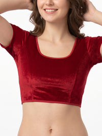 Vamas Velvet Stretchable Short Sleeve Blouse