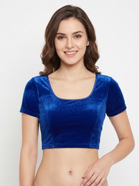 Vamas Velvet Stretchable Short Sleeve Blouse