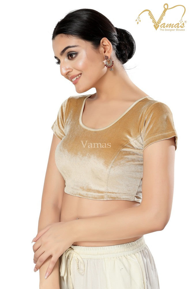 Vamas Women's Velvet Non-Padded Stretchable Short Sleeves Saree Blouse ( A-9.N )