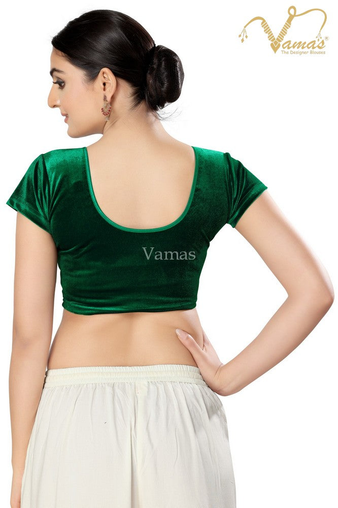 Vamas Women's Velvet Non-Padded Stretchable Short Sleeves Saree Blouse ( A-9.N )