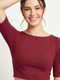 Vamas Ribbed Stretchable Readymade Blouse