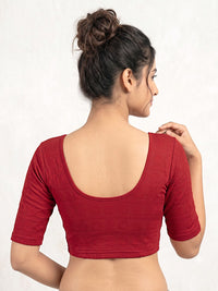 Vamas Textured Stretchable Elbow Sleeve Readymade Blouse