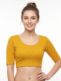 Vamas Textured Stretchable Elbow Sleeve Readymade Blouse
