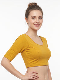 Vamas Textured Stretchable Elbow Sleeve Readymade Blouse