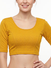 Vamas Textured Stretchable Elbow Sleeve Readymade Blouse