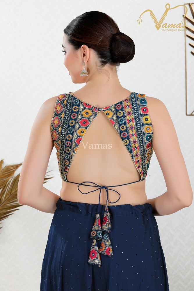 Vamas Women's Silk Padded Back Open Sleeveless Saree Blouse ( B-102NS )