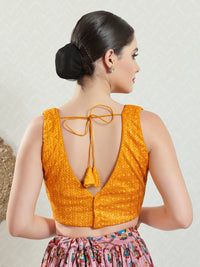 Threadwork Sequence Embroidered V Neck Sleeveless Blouse