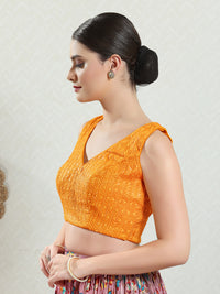 Threadwork Sequence Embroidered V Neck Sleeveless Blouse